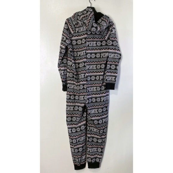 NWT Victoria's Secret PINK Sherpa Hoodie Fair Isle Onesie Pajamas‎ - Picture 6 of 7